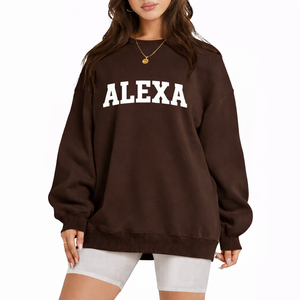 Sweat-shirt pour femme, col rond surdimensionné, pull en molleton doux, confortable et chaud, streetwear décontracté pour l'hiver, à porter au quotidien - Product Image 1