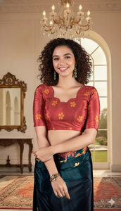 Sari en soie crêpe numérique imprimé RN, design ethnique indien léger pour femmes - Product Image 3