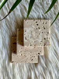 Juego de Posavasos de Mármol Travertino Hechos a Mano, Cuadrados, de Piedra Natural, para Decoración del Hogar - Product Image 2