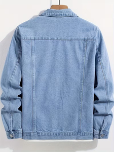 Veste en jean pour homme, style vintage, streetwear d'hiver, décontractée, imperméable, séchage rapide, denim uni, fermeture à boutons, style high street, OEM - Product Image 3