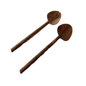 ชุดเซิร์ฟสลัดไม้อะคาเซียธรรมชาติสไตล์100% พร้อมด้วยไม้แกะสลักดีไซน์หรูหราแกดเจ็ตเครื่องมือสำหรับใช้ในครัว - Product Image 1
