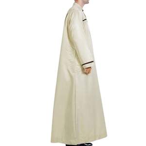 Túnica Musulmana para Hombre Color Crema Beige, Manga Larga, Estilo Minimalista, Jubba Islámica, Kandura Árabe, Dishdasha, Ropa Elegante de Oriente Medio - Product Image 2