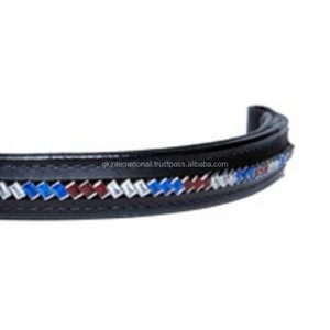 Banda para cejas de caballo de cuero acolchado hecho a mano de alta calidad en todos los colores y tamaños personalizados Cristales Diamantes de imitación Mega Bling Brow Band - Product Image 1