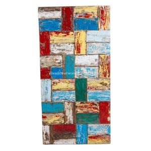 Panel de Pared de Mosaico Art Deco de Madera de Barco Reciclada Hecho a Mano por DIVADI, Diseño Náutico Vintage de Acero Inoxidable, 5 cm de Grosor - Product Image 2