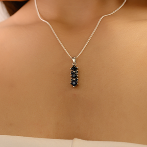 จี้สร้อยคอรูปแท่งประดับพลอยไพลินสีน้ำเงินธรรมชาติ เงินแท้ 925 เครื่องประดับงานแต่งงานสำหรับผู้หญิง - Product Image 4