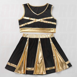 kids cheerleader outfit girls cheer uniform school cheer costume shiny crop <b>top</b> skirt set sleeveless cheer dress fancy dress - Product Image 6