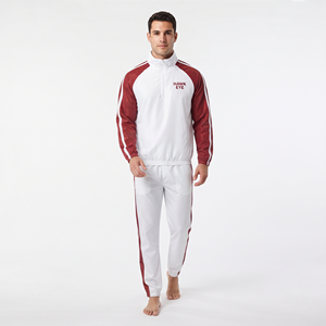 Conjunto Deportivo de Nylon para Hombre, Chaqueta Cortavientos y Pantalones Deportivos a Juego para Correr y Uso Diario con Combinación Moderna en Blanco y Rojo - Product Image 3