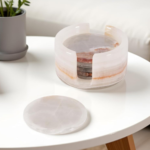 New Arrival Home Decor Modern <b>Marble</b> Onyx Coaster Set Big Slab Antique Surface Premium Quality Kitchen Use Pakistan Manufactured - Product Image 5