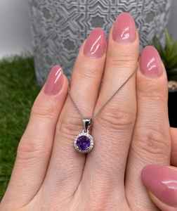 Colgante de Amatista Natural en Plata de Ley 925 con Oro, Estilo Vintage, Certificado IGI, Joyería Fina Hecha a Mano, Regalo para Mujer, Venta al Por Mayor - Product Image 3