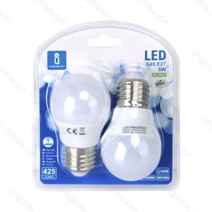 Lampadina LED G45 E27 5W 6400K Bianco Freddo 425 Lumen Ampio Angolo Confezione da 2 Pezzi - Product Image 1
