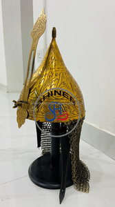 Armadura vikinga de latón Medieval, cadena de casco de nailon con soporte de madera, Viking Maximus, disfraz, latón antiguo pulido - Product Image 3