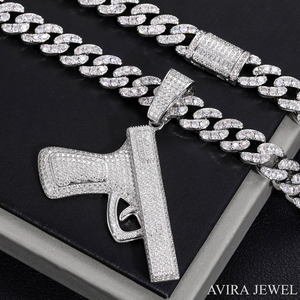 Iced Out Moissanite Hip Hop <b>Pendant</b> <b>Solid</b> 925 Sterling Silver Yellow Rose White <b>Gold</b> Finish Nickel Free Lead Free Unisex Jewelry - Product Image 2