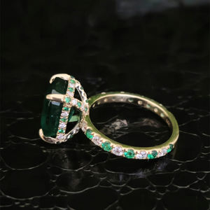 Anillo de esmeralda verde, piedra preciosa natural, oro macizo de 14 quilates, clásico para mujer, certificado IGI, RIZTA JEWELS, aniversario - Product Image 4