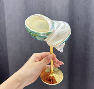 แก้วไวน์เปลือกหอยเวียดนาม งานฝีมือจากเปลือกหอยธรรมชาติ สำหรับดื่มไวน์ ค็อกเทล ตกแต่งโต๊ะบาร์ริมชายฝั่ง - Product Image 5