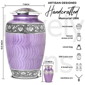 Purple Set of 6 Cremation <b>Urns</b> <b>Large</b> Adult 4 Keepsakes Necklace Handcrafted Memorial Funeral OEM ODM Factory - Product Image 4