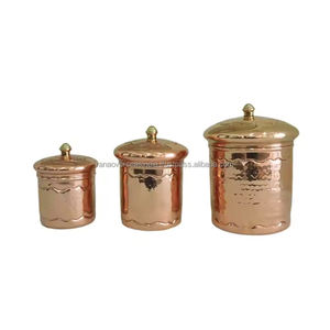New Arrival Premium Copper <b>Tea</b> <b>Coffee</b> and <b>Sugar</b> Container With Brass Lid Available in Multiple Styles and Design at Best Rates - Product Image 1