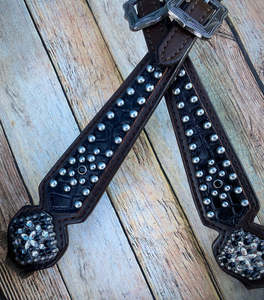 Silla de Montar Occidental de Cuero Natural Suave con Cristales Negros, Cómoda, Ligera, Duradera, Color Personalizado para Caballo - Product Image 3
