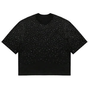 Camiseta Personalizable para Hombre, Cuello Redondo, Manga Corta, Estilo Boxy, con Pedrería, 100% Algodón, Estilo Urbano Vintage - Product Image 1