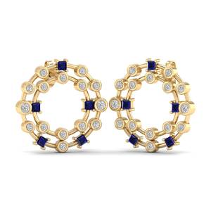 Pendientes de Aro con Zafiro Azul de REYES, Precio de Fábrica, Oro de 14K, Moissanita, Joyería Vintage de Moda para Bodas, Regalos - Product Image 1