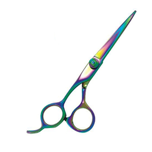 Ciseaux de coiffure professionnels multicolores avec poignée ergonomique – Ciseaux de barbier irisés de qualité supérieure fabriqués au Pakistan - Product Image 1