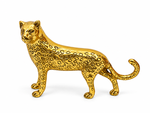 Figura de Leopardo de Latón Hecha a Mano, Escultura de Pantera con Manchas, Decoración Elegante para Mesa, Regalo Artístico para el Hogar - Product Image 1