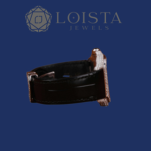 LOISTA Women's Luxury Diamond <b>Watch</b> <b>Rectangle</b> White <b>Gold</b> Case Leather Band Analog Quartz Movement Sapphire Crystal Dial - Product Image 4