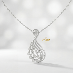 Rose Gold Plated Sterling <b>Silver</b> Teardrop <b>Leaf</b> Diamond Pendant Link Chain Elegant Luxury Fine Jewelry Women Engagement Wedding - Product Image 3