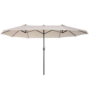 Ombrellone da Patio Extra Large 2,5m Bifacciale Crema/Bianco con Manovella per Esterni, Terrazze, Giardini, Piscine e Cortili - Product Image 1