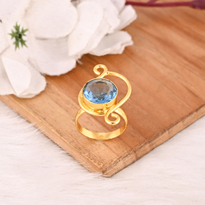 Blue Topaz Hydro <b>Adjustable</b> <b>Ring</b> Handmade Gemstone Jewelry for Women - Product Image 4