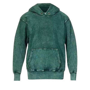 เสื้อฮู้ดดี้ผู้ชายสไตล์วินเทจล้างสีแบบแอซิดวอช ผ้าเนื้อนุ่ม สวมใส่สบาย ทนทาน ดีไซน์ทันสมัย ราคาโรงงาน - Product Image 1