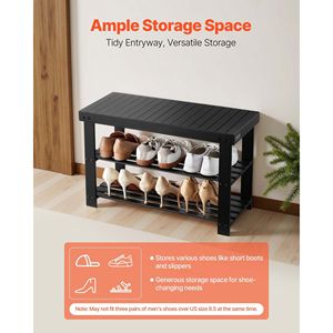 Scarpiera a 3 livelli in bambù con panca, 70 x 29 x 45 cm, organizer da ingresso con accesso frontale, capacità 130 kg - Product Image 2