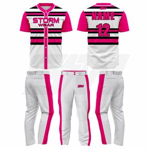 Maillot de baseball unisexe personnalisé respirant grande taille, vêtement de sport perlé par sublimation, uniforme de baseball antibactérien entièrement boutonné - Product Image 3