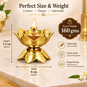 Handcrafted <b>Lotus</b> Flower Brass Diya Layered Petal Brass Oil <b>Lamp</b> Traditional <b>Lotus</b> Shaped Deepam for Home Temple Pooja Decor - Product Image 5