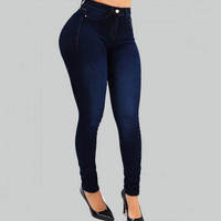 Jean en denim tissé extensible taille haute pour femme, coupe skinny, délavage clair, effet push-up, sculptant le corps, respirant, avec rivets, idéal pour l'hiver et le quotidien