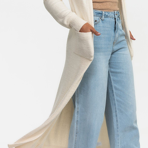 เสื้อคลุมคาร์ดิแกนขนแกะ/แคชเมียร์ Dreamluxe แบบยาว ปลายเปิด ทรงหลวม เนื้อผ้านุ่ม ถักทออย่างดี มีกระเป๋าหน้า เหมาะสำหรับฤดูหนาว - Product Image 2