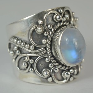 Blue Fire Rainbow Moonstone <b>Ring</b> 925 Sterling <b>Silver</b> Handmade <b>Statement</b> Promise <b>Ring</b> for Women Boho Oval June Birthstone Jewelry - Product Image 2