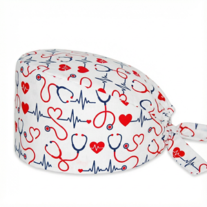 Custom <b>Sunflower</b> Printed Cotton Plaid Elastic Bouffant Scrub Caps Nurse Doctor Surgical Working Hat For Hospital Use - Product Image 5