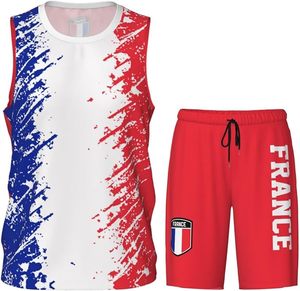 Uniforme de Baloncesto con Diseño de la Bandera de Francia (3) para Hombres Adultos, Conjunto Deportivo de Entrenamiento - Product Image 3