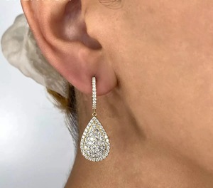 Luxury Pear Cut Diamond Drop Earrings 18K Solid Gold Pave Setting Women's Wedding Jewelry Custom requirements - Product Image 2