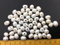 Perles de culture d'eau douce blanches AA 8,5-9,5 mm, perles pomme de terre à grand trou de 2 mm, surface propre, perles à grand trou faciles à enfiler, bijoux en vrac