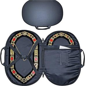 Étui de transport pour collier de maçon Shriner de qualité supérieure, noir (brodé à la main) avec emblème – Conception améliorée, sac de transport pour franc-maçon - Product Image 2