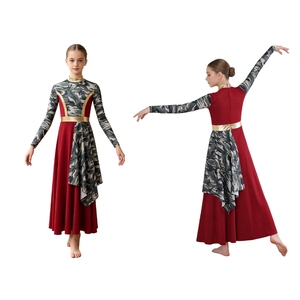 Robe de danse élégante imprimée pour filles de 6 à 16 ans, idéale pour la danse de louange, les spectacles sur scène et les cours de danse. - Product Image 2