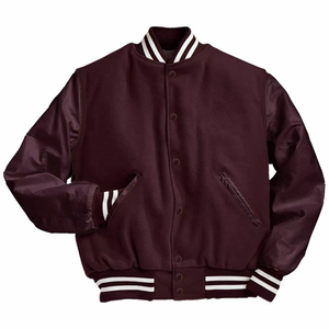 Mens Wool Varsity <b>Jacket</b> with Custom Chenille Geometric/Argyle Pattern Sherpa Lining Hooded <b>Winter</b> Wear-Letterman Style - Product Image 3