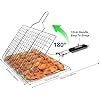 Cesta de parrilla portátil plegable de acero inoxidable con mango extraíble para pescado, verduras y camarones - Esenciales de cocina - Product Image 3