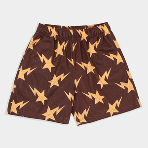 Shorts de bain pour homme à motif étoiles violettes, taille élastique, séchage rapide, décontractés, imprimé géométrique, en polyester et maille - Product Image 6
