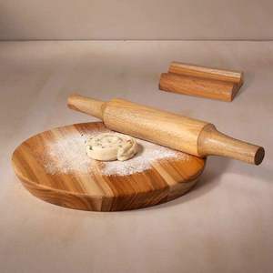 Premium Eco Friendly Wooden <b>Rolling</b> Board And <b>Rolling</b> Pin Set For Home Kitchen Dough Baking Use - Product Image 2