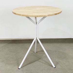 Industrial Round Stone Top Coffee <b>Table</b> with Minimalist Black Metal Tripod Base for Modern Living Room <b>D</b>écor - Product Image 4