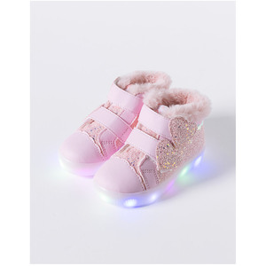 OZKIZ Korean LED Sneakers for Girls Kids' Winter Fashion with Glitter Upper Wholesale for 2-6 Years - Product Image 1