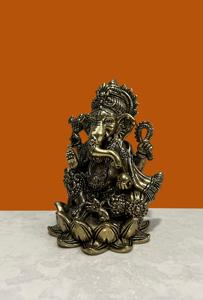 Nirmala Handicrafts Handcrafted Brass Ganesh <b>Statue</b> Wax Casting | Antique Finish Lord Ganesha Idol Rajasthan for Home Decor - Product Image 4