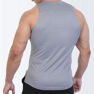 <b>Compression</b> Curved Hem Plain Custom Logo Design Sleeveless O Neck Stretchable Polyester Elastane High Stretchy Tank Top - Product Image 6